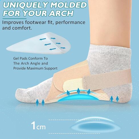 دعامات دعم قوس Ailaka لالتهاب اللفافة الأخمصية، أكمام قابلة للتعديل لدعم قوس القدم مع وسادة جل لتخفيف آلام قوس القدم المسطحة in Kuwait