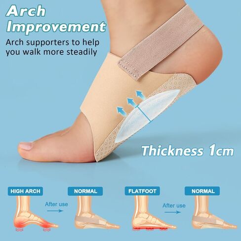 دعامات دعم قوس Ailaka لالتهاب اللفافة الأخمصية، أكمام قابلة للتعديل لدعم قوس القدم مع وسادة جل لتخفيف آلام قوس القدم المسطحة in Kuwait