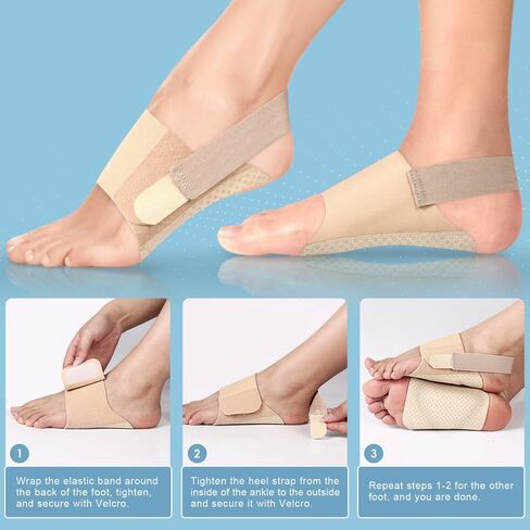 دعامات دعم قوس Ailaka لالتهاب اللفافة الأخمصية، أكمام قابلة للتعديل لدعم قوس القدم مع وسادة جل لتخفيف آلام قوس القدم المسطحة in Kuwait