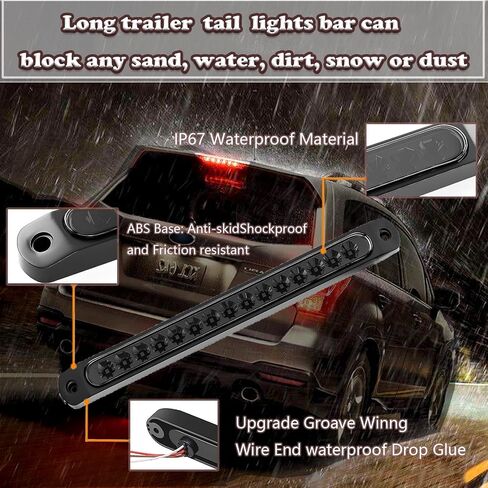 10'' 15 LED Amber Light Bar, 2 Pack Trailer Tail Lights Trailer Identification Light Bar Strip, Truck Marker Turn Signal Lights,Stop Turn Tail Clearance Light in Kuwait