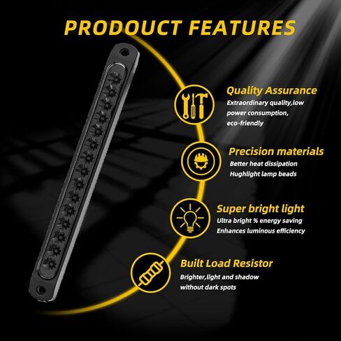 10'' 15 LED Amber Light Bar, 2 Pack Trailer Tail Lights Trailer Identification Light Bar Strip, Truck Marker Turn Signal Lights,Stop Turn Tail Clearance Light in Kuwait