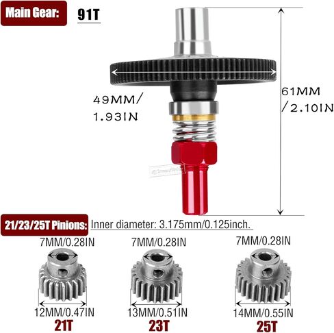 RcarmumbWow RC Motor Mount Gear Cover & 91T Spur Gear Slipper w/ 3.175mm 21T 23T 25T Pinions Upgrades Part for 1/10 1/10 Granite 4X4 Mega550(ARA4202XV3),Navy Blue in Kuwait