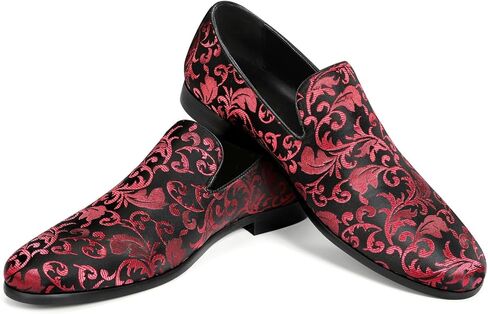 حذاء رجالي كلاسيكي من Cloudstyle حذاء بدون كعب أنيق مزين بالزهور من الساتان سهل الارتداء للحفلات الراقصة in Kuwait