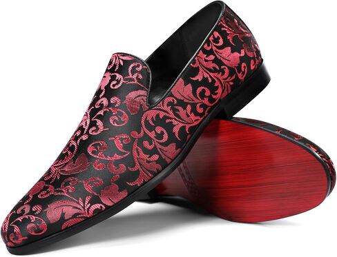 حذاء رجالي كلاسيكي من Cloudstyle حذاء بدون كعب أنيق مزين بالزهور من الساتان سهل الارتداء للحفلات الراقصة in Kuwait