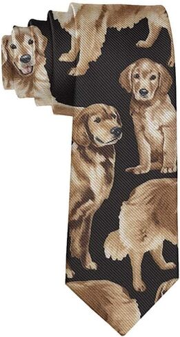 Men's Golden Retrievers Dog Pup Puppy Retriever Mini Canine Necktie | Neck Tie, Black in Saudi Arabia