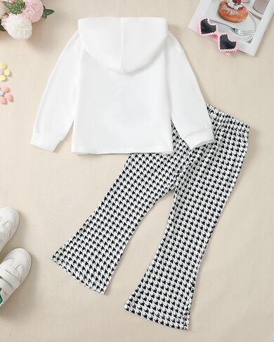 مجموعة ملابس Kucnuzki للفتيات الصغيرات بأكمام طويلة ورسوم جرافيك وسويت شيرت وبنطال ضيق واسع للفتيات الصغيرات in Kuwait