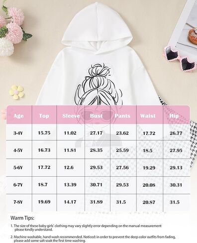 مجموعة ملابس Kucnuzki للفتيات الصغيرات بأكمام طويلة ورسوم جرافيك وسويت شيرت وبنطال ضيق واسع للفتيات الصغيرات in Kuwait