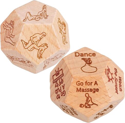 2PCS Date Night Dice for Couples, Valentine's Day Gifts for Husband Wife Boyfriend Girlfriend Him Her, 12-Side Date Night Ideas Wooden Activity Decision Dirty Dice, Bride Groom Gifts for Women Men in Saudi Arabia
