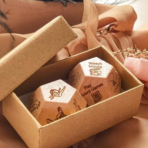2PCS Date Night Dice for Couples, Valentine's Day Gifts for Husband Wife Boyfriend Girlfriend Him Her, 12-Side Date Night Ideas Wooden Activity Decision Dirty Dice, Bride Groom Gifts for Women Men in Saudi Arabia