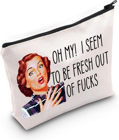 WZMPA Funny Retro Sassy Housewife Cosmetic Bag Housewife Theme Gifts Oh My I Seem To Be Fresh Out Of Makeup Zipper Pouch Canvas Bag (Oh My I Seem) in Saudi Arabia