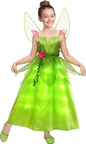 أزياء Spooktacular Creations للفتيات الجنية، زي الهالوين المضيء للأطفال، فستان الأميرة للأطفال الصغار مع جناح لأزياء الهالوين وحفلات لعب الأدوار (صغير (5-7 سنوات)) in Saudi Arabia