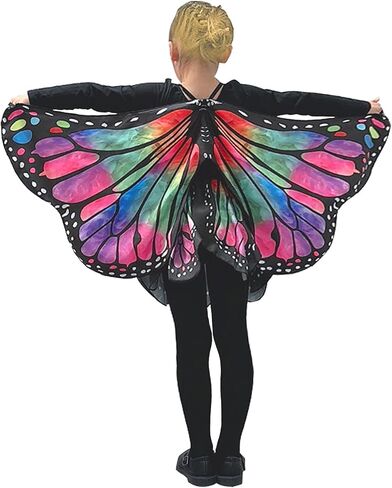 Double-Sided Halloween Costumes Butterfly Wings Set with Skirt Mask and Antenna Headband for 3-13 Years Girls in Saudi Arabia