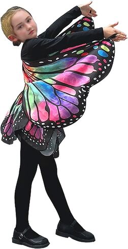 Double-Sided Halloween Costumes Butterfly Wings Set with Skirt Mask and Antenna Headband for 3-13 Years Girls in Saudi Arabia