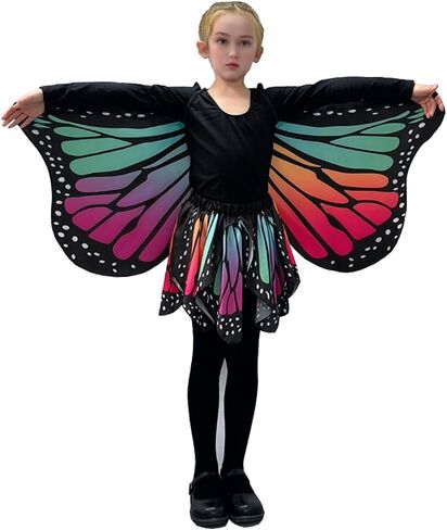 Double-Sided Halloween Costumes Butterfly Wings Set with Skirt Mask and Antenna Headband for 3-13 Years Girls in Saudi Arabia