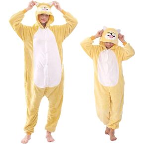 Flannel Animal Onesie Costume One Piece Kids Adults Cosplay for Halloween Easter Boys Girls Womens Shiba Inu