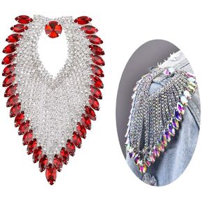 Rhinestone Tassel Shoulder Epaulet, Badge Board Costume Shoulder Horse Eye Rhinestone Spike Chain Shoulder Badge Decor for Man Woman Crystal Rhinestone Shoulder Epaulettes