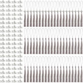 Tupalizy 100PCS Mini Silky Handmade Bookmark Tassels with 100PCS 2024 Year Charms for Graduation Keychain Earring Jewelry Making Wedding Favors Souvenir Gifts Tags DIY Craft Projects