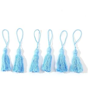 6 Pcs Handmade DIY Tassels 11cm/4.3Inch Cotton Thread Craft Long Tassels for DIY Projects Home Decorations (Beige)