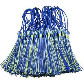 VAPKER 50 Pieces Bookmark Tassels 13cm/5-Inch Silky Handmade Soft Tassels Floss Mini Tassels with 2-Inch Cord Loop for DIY Projects(Blue and Green)