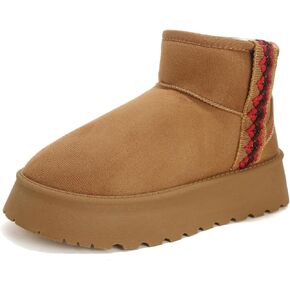 Snow Boots for Women, Fashion Winter Boots Platform Boots Suede Fur Lined Warm Ankle Boots, Classic Lightweight Boots Fluffy Fuzzy Boots
