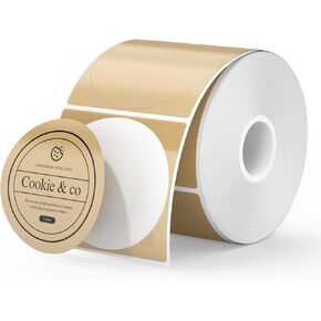 MUNBYN 3 Inch Brown Thermal Labels, Round Thermal Labels, Multi-Purpose Thermal Stickers, Circle Thermal Label Stickers for Small Business, 500 Labels/1 Roll