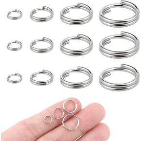 400 Pieces Stainless Steel Split Rings - Small Key Chain Ring Heavy Duty, Double Jump Rings for Jewelry Making,Pet Tag Ring,Tiny Key Chain Ring for Craft,Car Keys-Mixed 4 Size (6mm/8mm/10mm/12mm)
