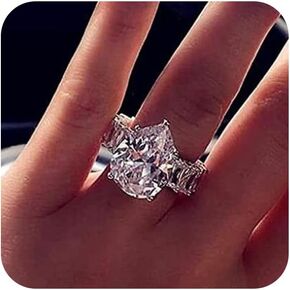 925 Sterling Silver Shiny Full Diamond Ring Cubic Zirconia Water Drop Ring CZ Diamond Ring Personality Ring for Women Luxury and Delicate Female Style Wedding Engagement Princess Ring Jewelry