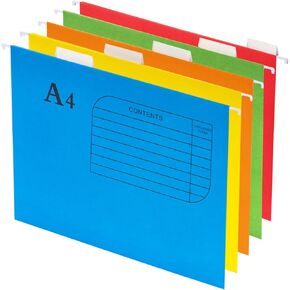 Hanging File Folders, 25 Pack Reinforced Hanging Folders, Adjustable Tab and Blank Label Inserts, Designed for Bulk Files, Filing Cabinet, Assorted Colors