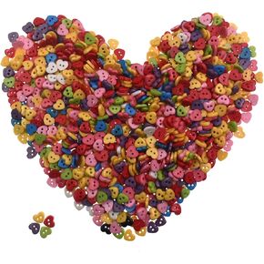 6mm 100Pcs Heart Shape Mixed Color Mini Buttons for DIY Handmade Craft Art Sewing Doll Cloth Buttons