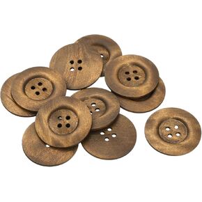 uxcell 20Pcs Large Wooden Buttons, 50mm(2") 4 Hole Round Wood Sewing Button Craft for Sewing DIY Craft Clothing, Black