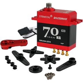 70KG Brushless Servo High Torque Digital RC Servo Motor BLS-HV70MG Waterproof All-Metal High Voltage 4.8~8.4V Steering Servo for 1:8 1:10 RC Car, Control Angle 180 Degree