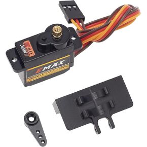 MEUS RACING SCX24 Servo EMax ES08MA II مع حامل مؤازر وذراع مؤازر 15T لمحور SCX24 C10 JLU B17 Bronco Gladiator Deadbolt 1/24 RC Crawler RC Helicopter Small Robot إلخ. (أسود)