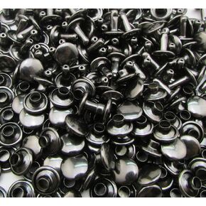 Gun Black Double Cap Rivets Plane Cap 9mm and Post 10mm Pack of 100 Sets