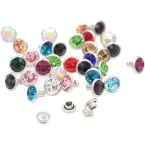 100sets 6mm Mixed Colors Rhinestone Rivets Studs Nailhead Rock Biker Punk DP075