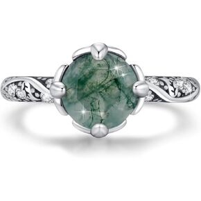 AOSAIB Cross Moss Agate Rings S925 Sterling Silver Cross Ring For Women Girls Faith Cross Wrap Ring Adjustable Open Ring Inspirational Jewelry Birthday Christmas Gift