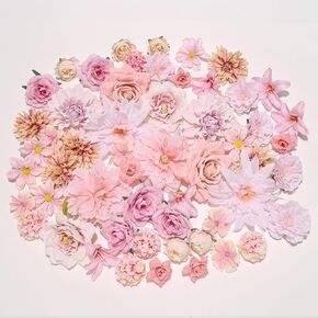Artificial Flowers Heads Box Set Faux Flowers Bulk Flower for Crafts Cake Blossom DIY for Wedding Baby Shower Party Home Decorations-Pink