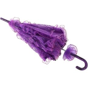 Bridal Lace Cotton Umbrella for Wedding Parties Dancing Photography Prop (Red) ()