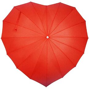 Forever Love Parasol Red Heart Shaped Girls Umbrella for Valentine, Wedding, Engagement and Photo Props (Red)