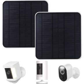 Ring Solar Charger,5W Ring Solar Panel Compatible with Ring Stick Up Cam/Spotlight cam，Weatherproof Ring Camera Solar Panel with 10FT Cable(2Pack White)