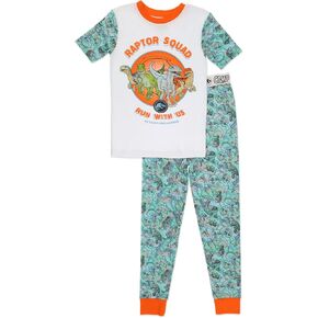 Jurassic World Boys Pajama Set, 2-Piece Cotton PJs, White, Size 4 through 10