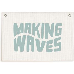 Coastal Nursery Room Decor,Making Waves Canvas Banner Beach Kids Room Decor,Surf Nursery Decor Wall Hanging Banner Flag,30x20 Inch