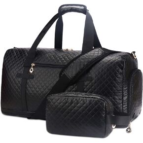 Weekend Bags for Women Travel - Duffel Bag with Cosmetics Bag,Overnight Bag for Women with Shoe Compartment,Carry On Gym Bag with Wet Pocket Business Trips Sports Hospital Bags