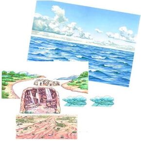 Water & Sky Flannel Board Cover & Shoreline Cave City& Desert Overlays Scripture Stories Bible Felt- Precut Small Makes 15x23 Size Felt Board