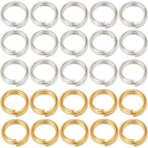 1 Box 600Pcs 6mm Double Loop Split Ring Jump Rings Bulk Gold Silver Small Metal Round Brass Key Chain Rings Connectors for Jewelry Making Supplies DIY Necklace Bracelet Earrings Keychain