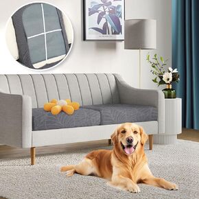 FUANGUI Waterproof Couch Cover, Magic Furniture Covers Washable Universal, Thick Stretch Sofa Slipcovers, Sofa Cover for Pets Dogs Friendly with Elastic Bottom(Large Cushion Sofa, White)