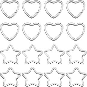 50pcs Star Shaped Split Key Rings for Craft,Heart Shaped Key Rings,Metal Split Key Rings for Home Car/Keys DIY Keychain Bulk Crafts/Key Accessories Connector/Lanyards(Sliver)