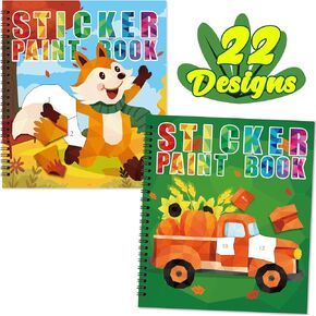 90shine 2PCS Summer Sticker Books for Kids Ages 4-8 End of The Year Gifts from Teacher for Students Create 22 Pictures
