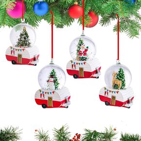 Christmas Snow Globe Christmas Tree Ornaments Hanging Snow Globe Ornament Santa-hatted Cats Xmas Trees with Glitter for Christmas Tree Holiday Party Table Decorations 3 Pack Red