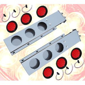 QSC Truck Parts 2.5" Stainless Steel Spring Loaded Mud Flap Hanger Pair w/ 16 LED Lights