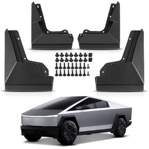 A-Premium Set of 4PCS Mud Flaps Splash Guards Mudguards Mudflaps with Hardware Kits Accessory Compatible with Tesla Model Cybertruck 2024, Front and Rear (Driver & Passenger Side)